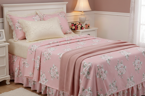 Bed Sheet Twin Size - Pink Floral Full View