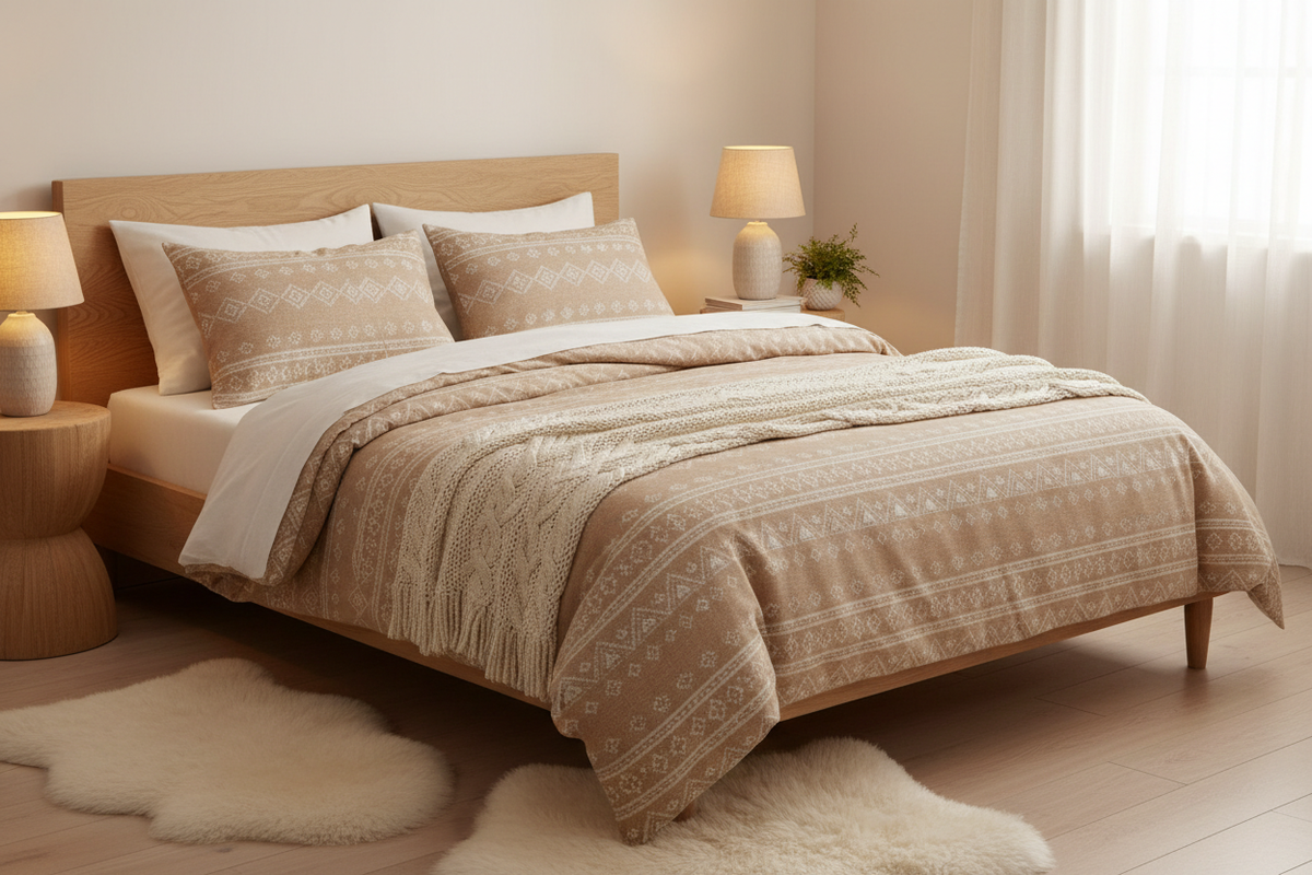Bed Sheet Full Size - Beige Nordic Full View