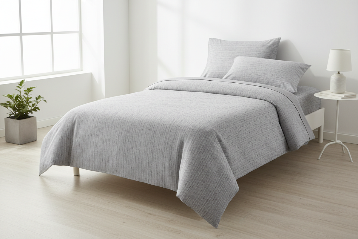 Duvet Cover Twin Size - Gray Stripe Full View